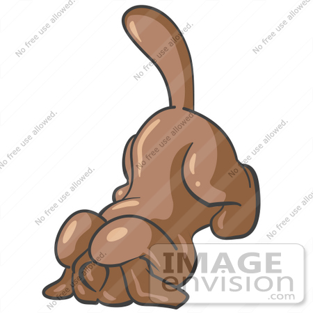 #36089 Clip Art Graphic of a Brown Dog Cowering by Jester Arts