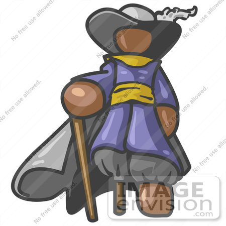 #36094 Clip Art Graphic of a Brown Guy Character Pirate by Jester Arts