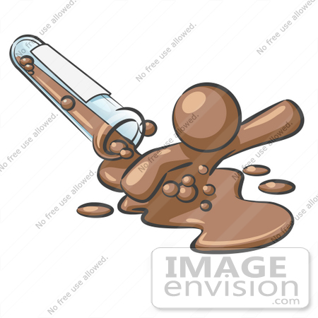 #36096 Clip Art Graphic of a Brown Guy Character Spilling From a Test Tube by Jester Arts