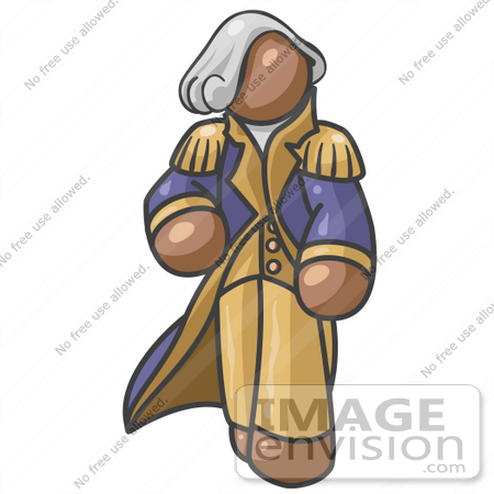 #36111 Clip Art Graphic of a Brown Guy Character as George Washington by Jester Arts