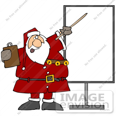 #36168 Clip Art Graphic of Santa Holding A Clipboard And Discussing Holiday Rules by DJArt