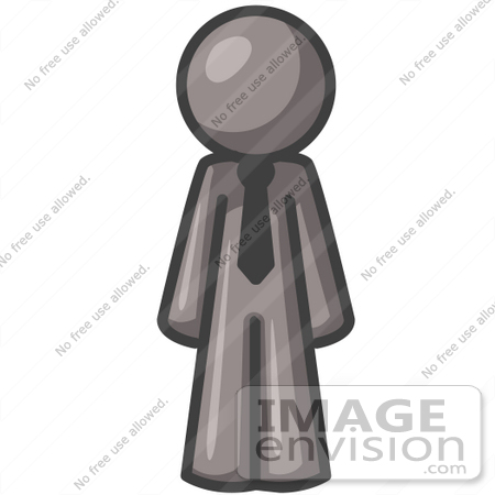 #36224 Clip Art Graphic of a Grey Guy Character in a Business Tie by Jester Arts