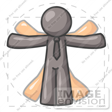 #36258 Clip Art Graphic of a Grey Guy Character Vitruvian Man by Jester Arts