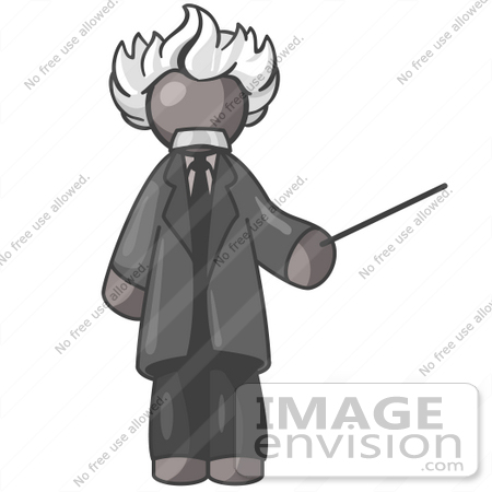 #36264 Clip Art Graphic of a Grey Guy Character as Einstein by Jester Arts