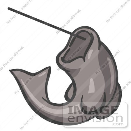 #36279 Clip Art Graphic of a Grey Fish on a Hook by Jester Arts