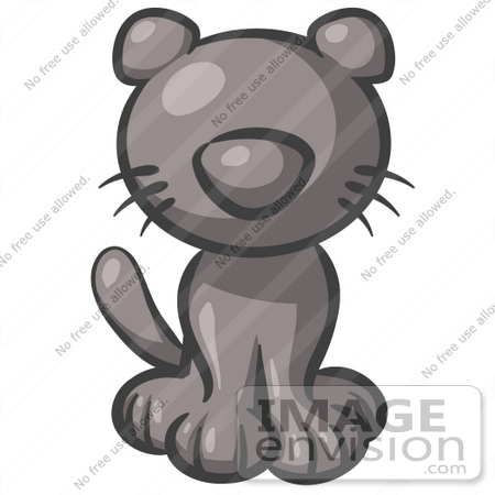 #36280 Clip Art Graphic of a Grey Kitty Cat by Jester Arts
