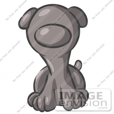 #36282 Clip Art Graphic of a Grey Puppy Dog by Jester Arts
