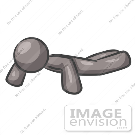 #36350 Clip Art Graphic of a Grey Guy Character Doing Push Ups by Jester Arts