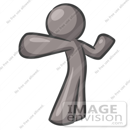 #36351 Clip Art Graphic of a Grey Guy Character Punching by Jester Arts