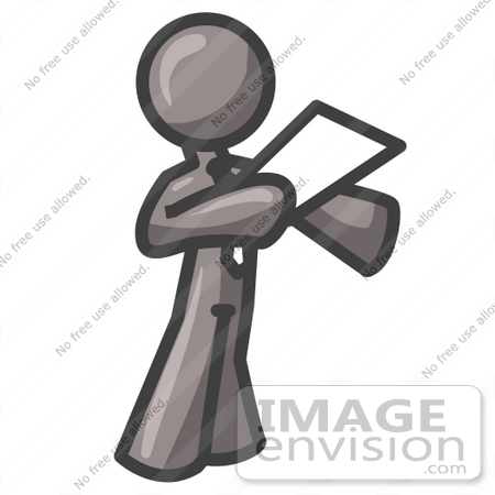 #36369 Clip Art Graphic of a Grey Guy Character Giving a Speech by Jester Arts