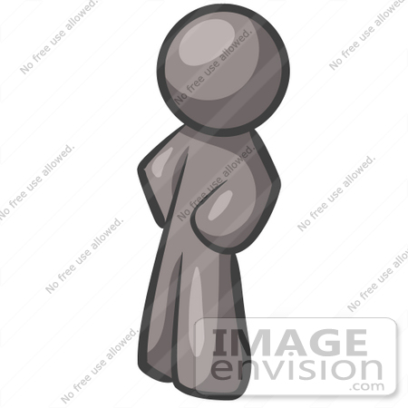 #36391 Clip Art Graphic of a Grey Guy Character Standing With Their Hands on Their Hips by Jester Arts