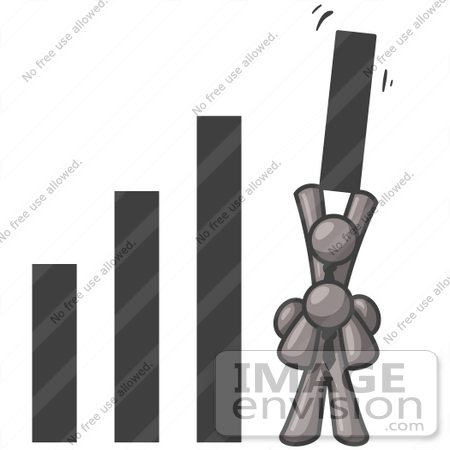 #36401 Clip Art Graphic of Grey Guy Characters in a Bar Graph by Jester Arts