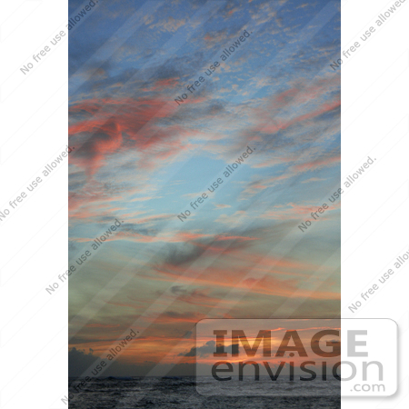 #36509 Stock Photo of Orange And Pink Wispy Clouds Scattered At Sunset, Over The Ocean, Poipu, Kauai, Hawaii by Jamie Voetsch