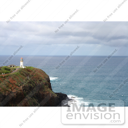 #36539 Stock Photo of The Kilauea Lighthouse With A Bold View Of The Pacific Ocean, Kauai, Hawaii by Jamie Voetsch
