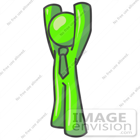 #36624 Clip Art Graphic of a Lime Green Guy Character Stretching by Jester Arts