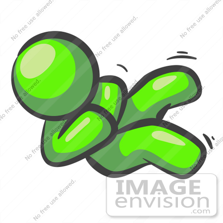 #36627 Clip Art Graphic of a Lime Green Guy Character Giggling by Jester Arts