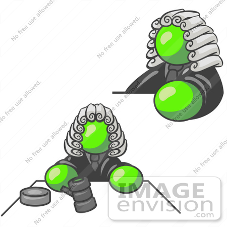 #36635 Clip Art Graphic of a Lime Green Guy Character Judge by Jester Arts