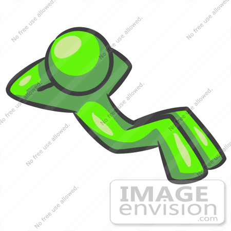 #36679 Clip Art Graphic of a Lime Green Guy Character Doing Sit Ups by Jester Arts