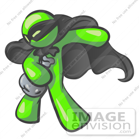 #36690 Clip Art Graphic of a Lime Green Guy Character Robber by Jester Arts