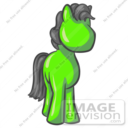 #36706 Clip Art Graphic of a Lime Green Horse With Gray Hair by Jester Arts