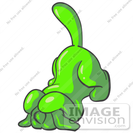 #36710 Clip Art Graphic of a Lime Green Dog Cowering by Jester Arts