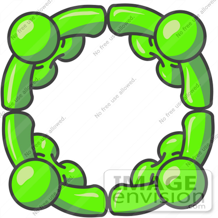 #36720 Clip Art Graphic of Lime Green Guy Characters in a Circle by Jester Arts