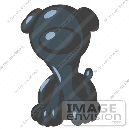 #36739 Clip Art Graphic of a Dark Blue Puppy Dog by Jester Arts