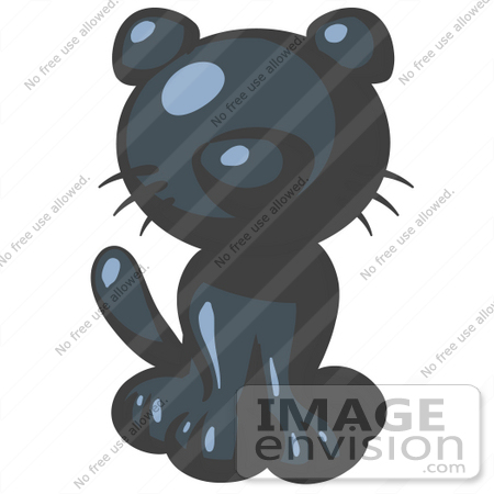 #36741 Clip Art Graphic of a Dark Blue Kitty Cat by Jester Arts