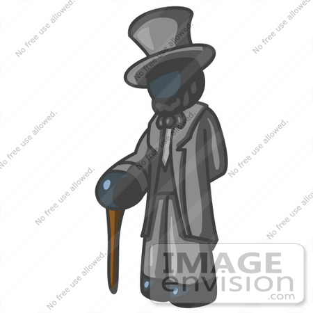 #36770 Clip Art Graphic of a Dark Blue Guy Character as Abraham Lincoln by Jester Arts