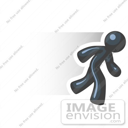 #36782 Clip Art Graphic of a Dark Blue Guy Character Running by Jester Arts