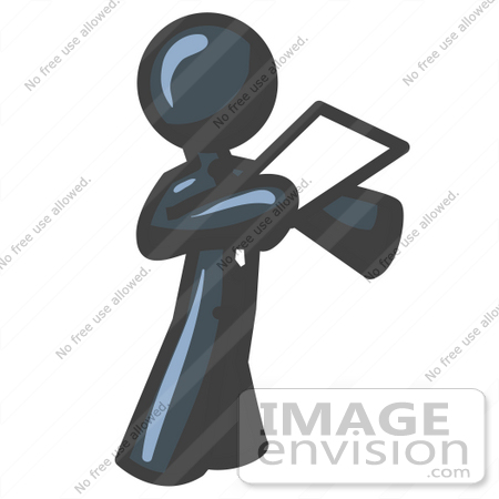 #36800 Clip Art Graphic of a Dark Blue Guy Character Giving a Speech by Jester Arts