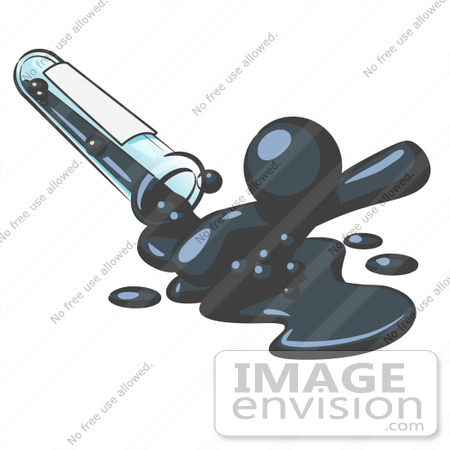 #36810 Clip Art Graphic of a Dark Blue Guy Character Spilling Out of a Test Tube by Jester Arts