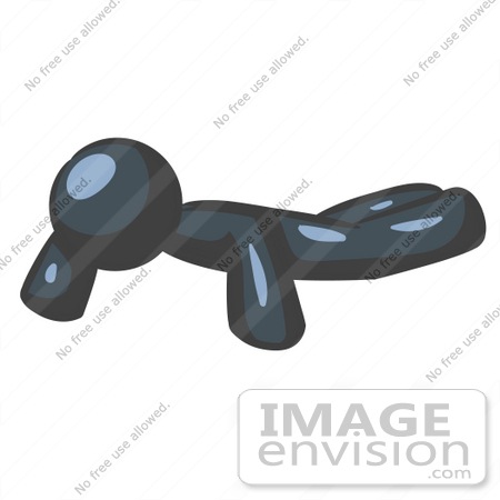 #36814 Clip Art Graphic of a Dark Blue Guy Character Doing Push Ups by Jester Arts
