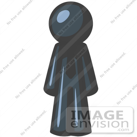 #36834 Clip Art Graphic of a Dark Blue Guy Character Wearing a Tie by Jester Arts