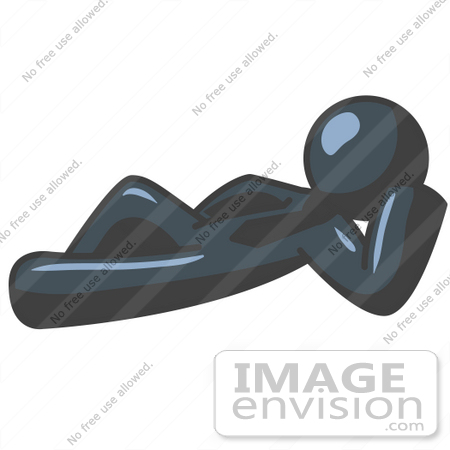 #36835 Clip Art Graphic of a Dark Blue Guy Character Resting by Jester Arts