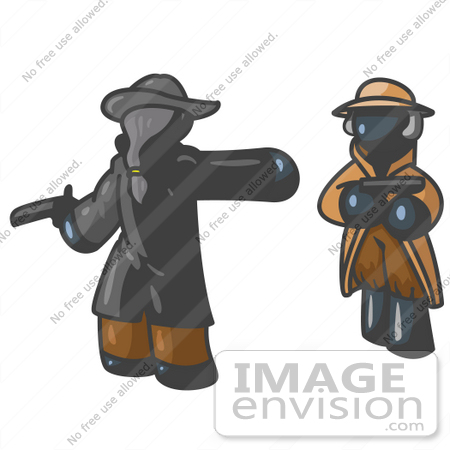 #36837 Clip Art Graphic of Dark Blue Guy Characters Dueling by Jester Arts