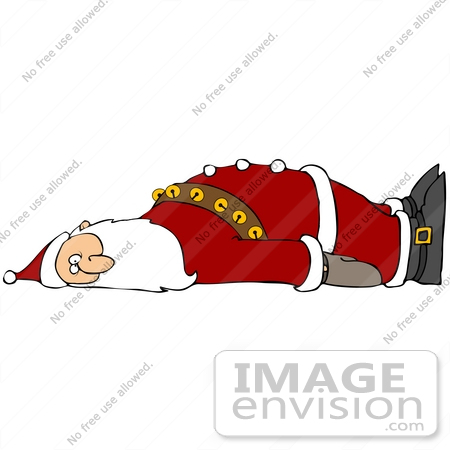 #36929 Clip Art Graphic of Santa Laying on His Back, Taking a Break by DJArt