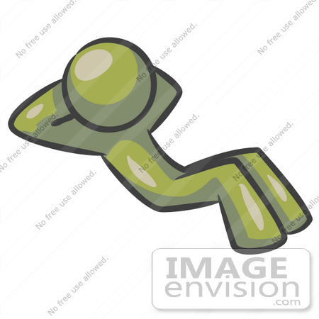 #37017 Clip Art Graphic of an Olive Green Guy Character Doing Sit Ups by Jester Arts