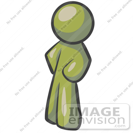 #37020 Clip Art Graphic of an Olive Green Guy Character Standing With His Hands on His Hips by Jester Arts