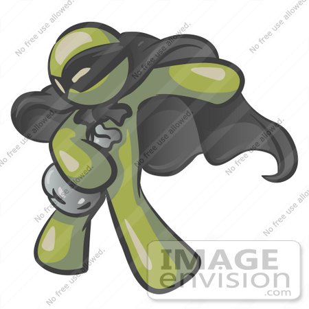 #37056 Clip Art Graphic of an Olive Green Guy Character Robber by Jester Arts
