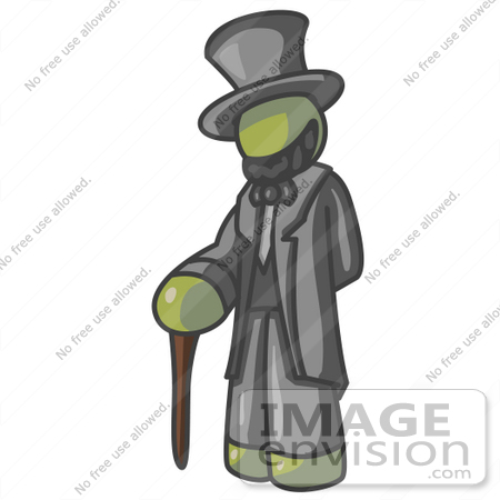 #37063 Clip Art Graphic of an Olive Green Guy Character as Abraham Lincoln by Jester Arts