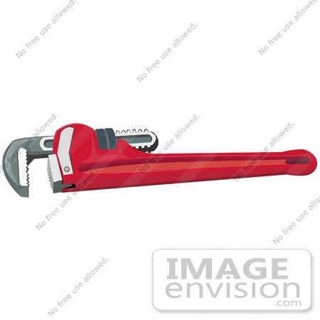 #37067 Clip Art Graphic of a Red Stillson Wrench Hand Tool by DJArt