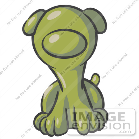 #37158 Clip Art Graphic of an Olive Green Puppy Dog by Jester Arts