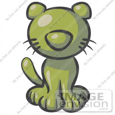 #37159 Clip Art Graphic of an Olive Green Kitten by Jester Arts