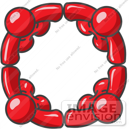 #37251 Clip Art Graphic of Red Guy Characters in a Circle, Holding Hands by Jester Arts