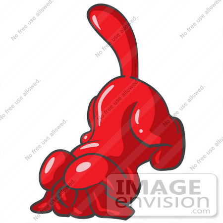 #37257 Clip Art Graphic of a Red Dog Cowering by Jester Arts