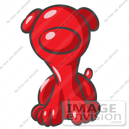 #37260 Clip Art Graphic of a Red Puppy Dog by Jester Arts