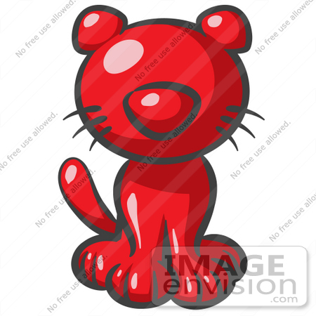 #37261 Clip Art Graphic of a Red Kitty Cat by Jester Arts