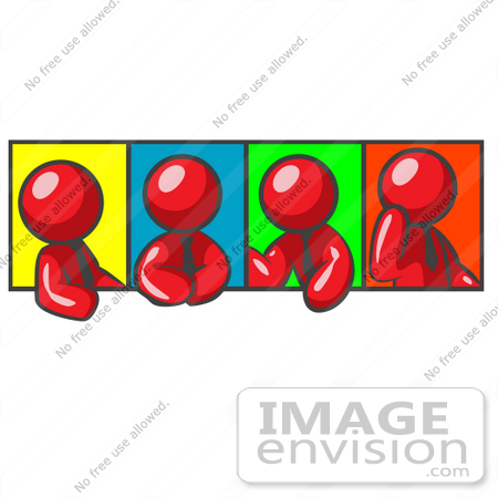 #37272 Clip Art Graphic of Red Guy Characters in Different Poses by Jester Arts