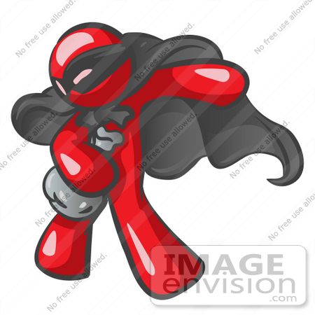 #37290 Clip Art Graphic of a Red Guy Character Robber by Jester Arts